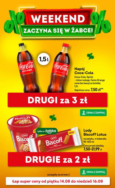 Żabka - gazetka promocyjna Gazetka weekendowa od piątku 14.08 do niedzieli 16.08