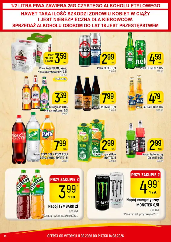 Delikatesy Piotruś Pan - gazetka promocyjna Gazetka od wtorku 11.08 do piątku 14.08 - strona 14