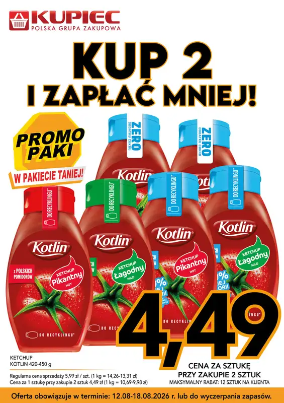 Kupiec - gazetka promocyjna Promopaki od środy 12.08 do wtorku 18.08 - strona 4