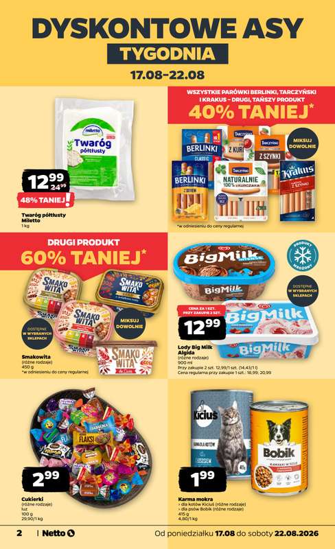 Netto - gazetka promocyjna Gazetka Spożywcza od poniedziałku 17.08 do soboty 22.08 - strona 2