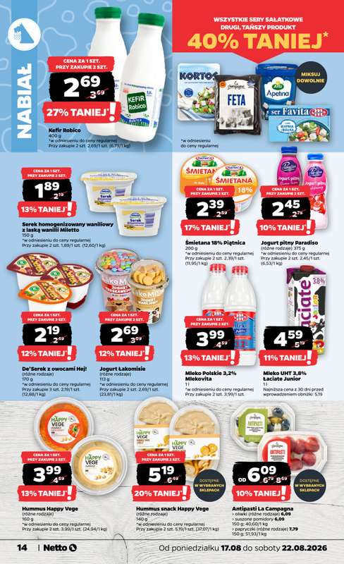 Netto - gazetka promocyjna Gazetka Spożywcza od poniedziałku 17.08 do soboty 22.08 - strona 14