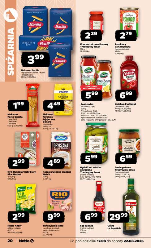 Netto - gazetka promocyjna Gazetka Spożywcza od poniedziałku 17.08 do soboty 22.08 - strona 20