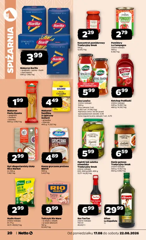 Netto - gazetka promocyjna Gazetka Spożywcza od poniedziałku 17.08 do soboty 22.08 - strona 20