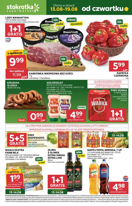 Stokrotka - gazetka promocyjna Gazetka Supermarket od czwartku 13.08 do środy 19.08