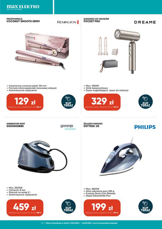 Max Elektro - gazetka promocyjna Gazetka od środy 12.08 do środy 26.08 - strona 2