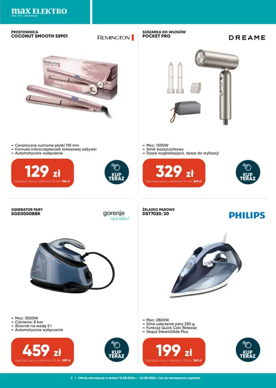 Max Elektro - gazetka promocyjna Gazetka od środy 12.08 do środy 26.08 - strona 2