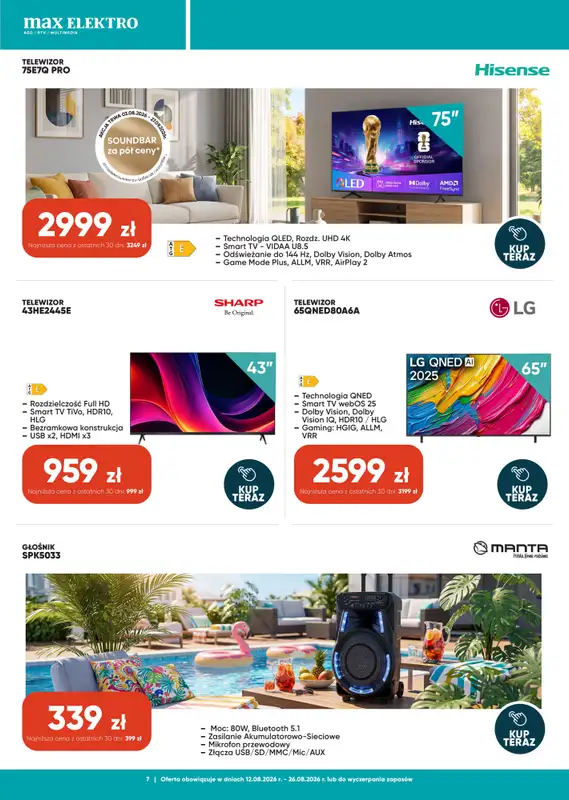 Max Elektro - gazetka promocyjna Gazetka od środy 12.08 do środy 26.08 - strona 7