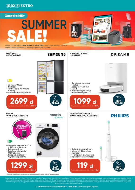 Max Elektro - gazetka promocyjna Gazetka od środy 12.08 do środy 26.08