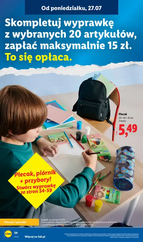 Lidl - gazetka promocyjna Kompletna wyprawka w megacenach od wtorku 14.07 do poniedziałku 31.08 - strona 54