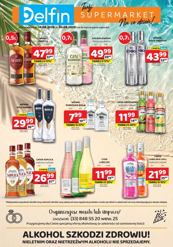 Delfin - gazetka promocyjna Ulotka alkoholowa od piątku 14.08 do niedzieli 30.08