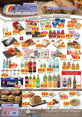 Społem - Blisko i Korzystnie - gazetka promocyjna Plakat promocyjny PSS Gniezno od poniedziałku 17.08 do soboty 05.09