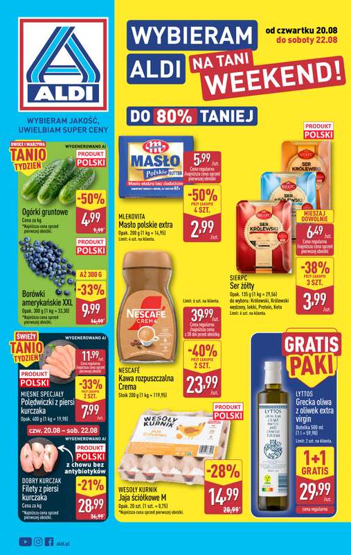 Aldi - gazetka promocyjna Weekend super cen w Aldi! od czwartku 20.08 do soboty 22.08