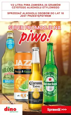 Dino - gazetka promocyjna Super promocje na piwo! od piątku 14.08 do wtorku 18.08