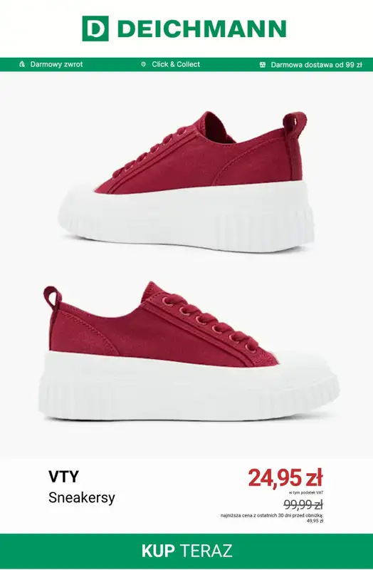 Deichmann - gazetka promocyjna Sneakersy na platformie od soboty 15.08  - strona 4