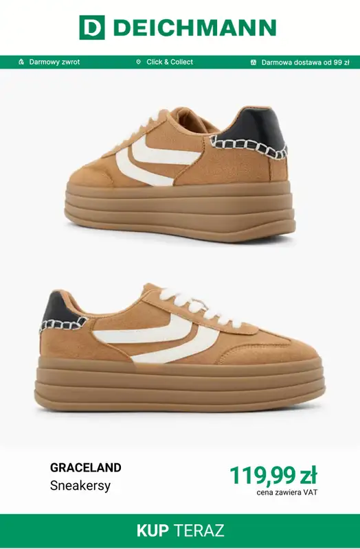 Deichmann - gazetka promocyjna Sneakersy na platformie od soboty 15.08  - strona 10