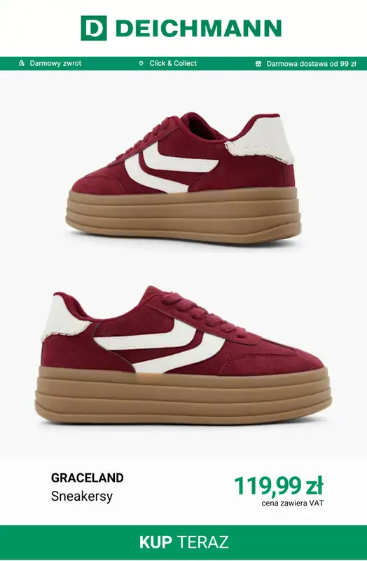 Deichmann - gazetka promocyjna Sneakersy na platformie od soboty 15.08  - strona 6