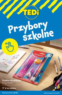Tedi - gazetka promocyjna Przybory szkolne w supercenach! od czwartku 13.08 do soboty 15.08