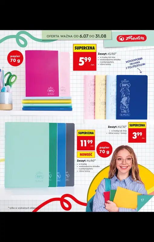 Biedronka - gazetka promocyjna Do Mojej szkoły idę od poniedziałku 06.07 do poniedziałku 31.08 - strona 21