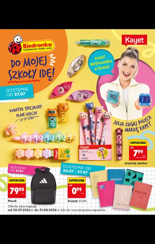 Biedronka - gazetka promocyjna Do Mojej szkoły idę  