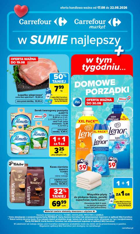 Carrefour - gazetka promocyjna Gazetka Carrefour od poniedziałku od poniedziałku 17.08 do soboty 22.08