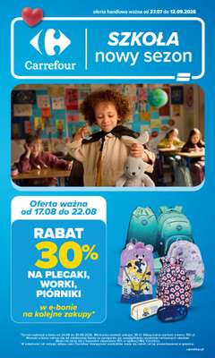 Carrefour - gazetka promocyjna Gazetka Szkolna oferta na plecaki, piórniki i worki od soboty 15.08 do soboty 12.09