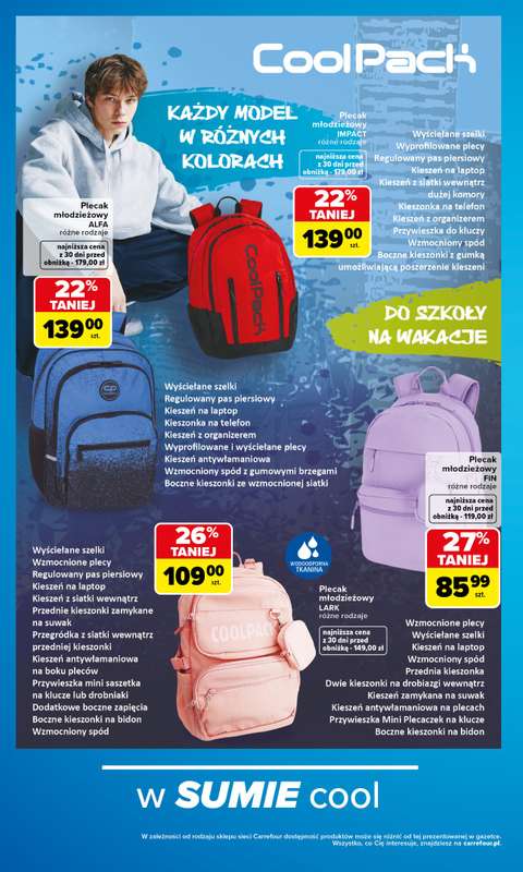 Carrefour - gazetka promocyjna Gazetka Szkolna oferta na plecaki, piórniki i worki  do soboty 12.09 - strona 10