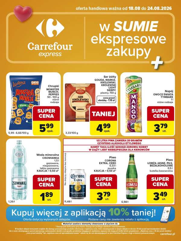 Carrefour Express - gazetka promocyjna Gazetka Express od wtorku 18.08 do poniedziałku 24.08