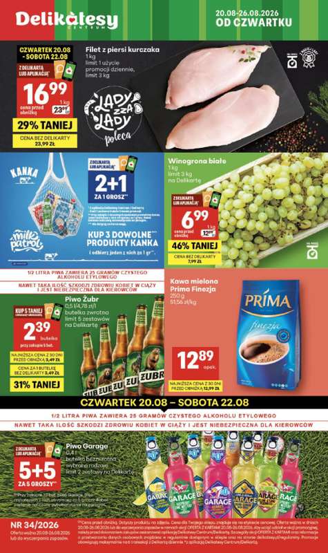 Delikatesy Centrum - gazetka promocyjna Gazetka  do środy 26.08