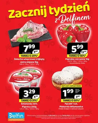 Delfin - gazetka promocyjna Zacznij tydzień z Delfinem od poniedziałku 17.08 do środy 19.08