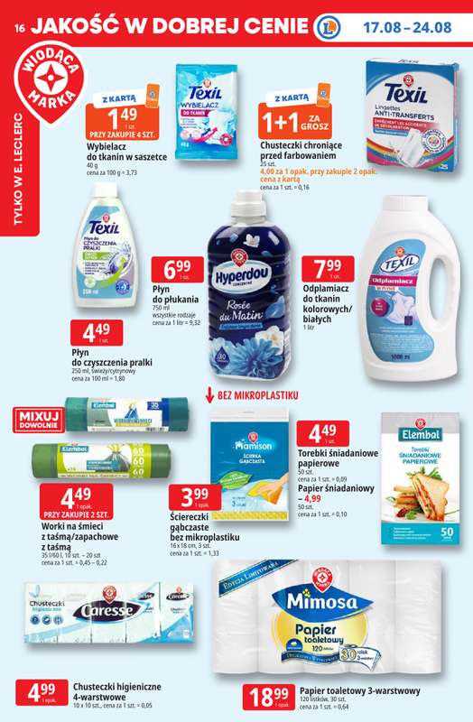 Leclerc - gazetka promocyjna Oferta E.Leclerc I Tanio to tu! od poniedziałku 17.08 do poniedziałku 24.08 - strona 16
