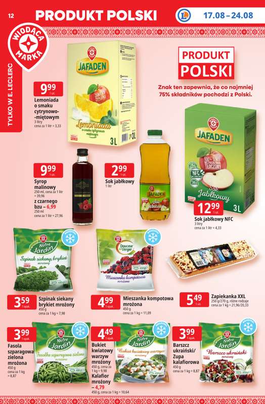 Leclerc - gazetka promocyjna Oferta E.Leclerc I Tanio to tu! od poniedziałku 17.08 do poniedziałku 24.08 - strona 12