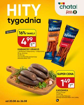 Chata Polska - gazetka promocyjna Hity Tygodnia 20-26.08.  do środy 26.08