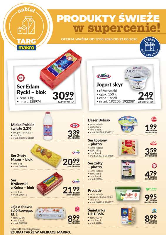 Makro - gazetka promocyjna Targ MAKRO - oferta świeża w super cenach! od poniedziałku 17.08 do soboty 22.08