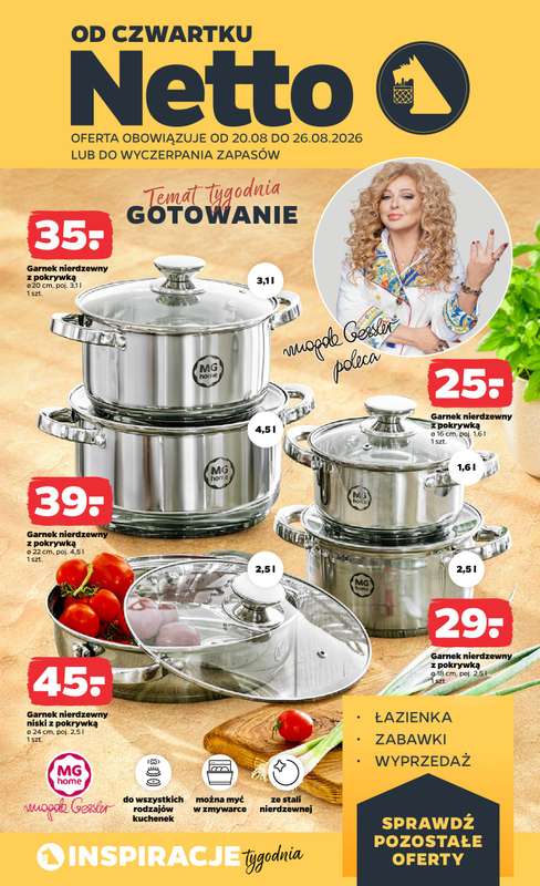 Netto - gazetka promocyjna Inspiracje tygodnia Gotowanie od czwartku 20.08 do środy 26.08