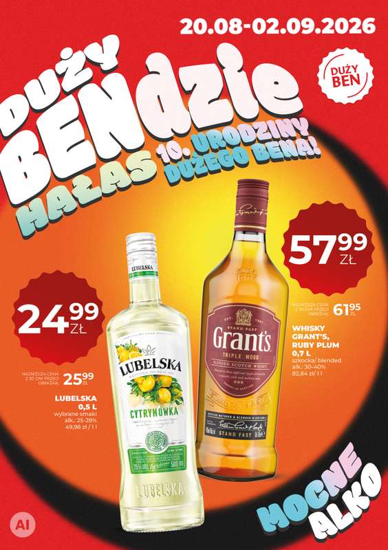 Duży Ben - gazetka promocyjna Gazetka alkoholowa od czwartku 20.08 do środy 02.09