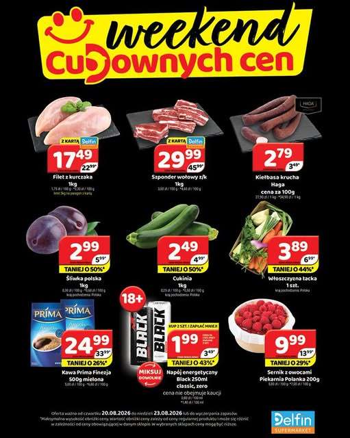 Delfin - gazetka promocyjna Weekend cudownych cen od czwartku 20.08 do niedzieli 23.08