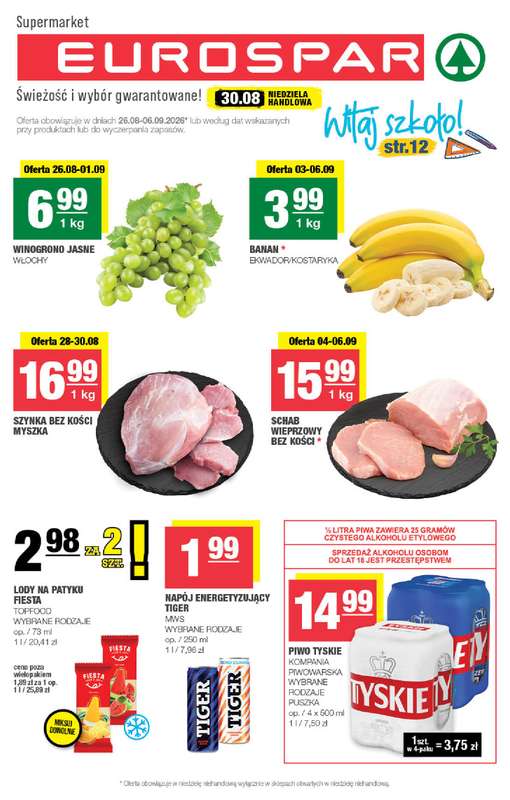 SPAR - gazetka promocyjna Gazetka Eurospar od środy 26.08 do niedzieli 06.09