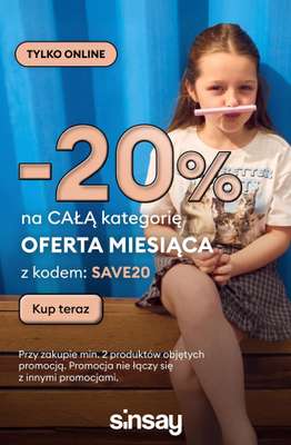 Sinsay - gazetka promocyjna -20% na kategorię OFERTA MIESIĄCA przy zakupie 2 szt. od czwartku 20.08 