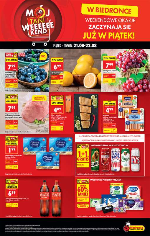 Biedronka - gazetka promocyjna Tani weekend od piątku 21.08 do soboty 22.08