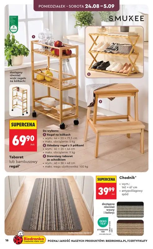 Biedronka - gazetka promocyjna Hity i inspiracje, od 24.08 od poniedziałku 24.08 do środy 09.09 - strona 16