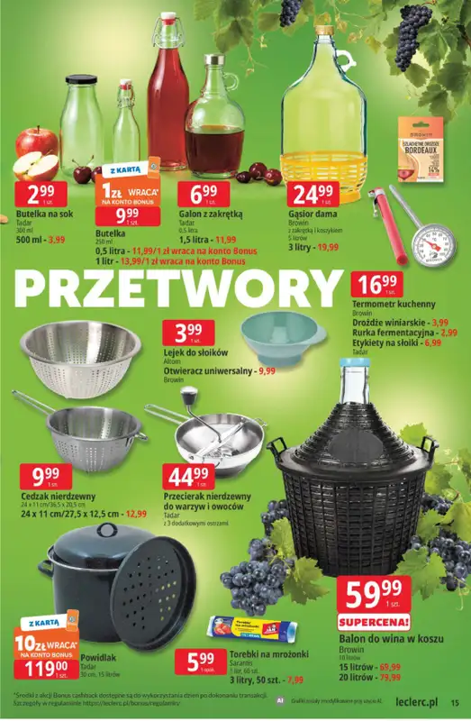 Leclerc - gazetka promocyjna Oferta E.Leclerc | Sezon na przetwory od wtorku 25.08 do soboty 05.09 - strona 15