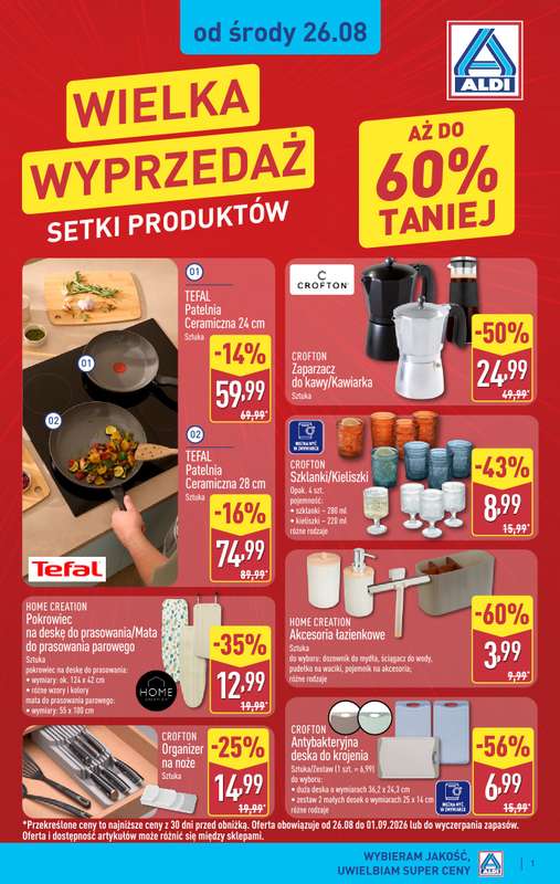 Aldi - gazetka promocyjna Wielka wyprzedaż w Aldi! od środy 26.08 do wtorku 01.09