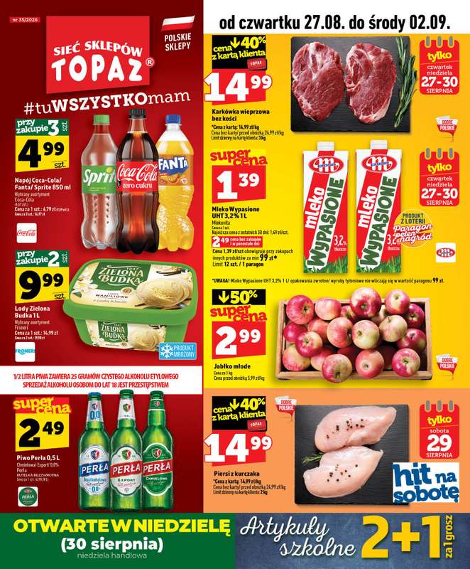 TOPAZ - gazetka promocyjna Gazetka od czwartku 27.08 do środy 02.09