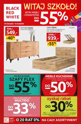 Black Red White - gazetka promocyjna WITAJ SZKOŁO! SETKI MEBLI I DODATKÓW do -55% od poniedziałku 24.08 do niedzieli 06.09