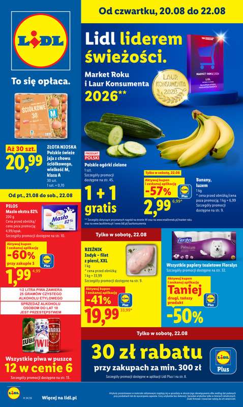 Lidl - gazetka promocyjna Oferta od czwartku od czwartku 20.08 do soboty 22.08
