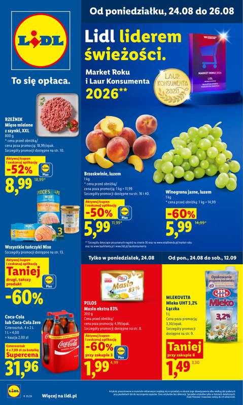 Lidl - gazetka promocyjna Oferta od poniedziałku od poniedziałku 24.08 do środy 26.08