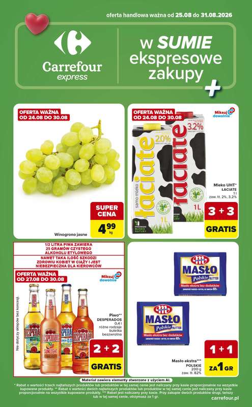Carrefour Express - gazetka promocyjna Gazetka Express od wtorku 25.08 do poniedziałku 31.08