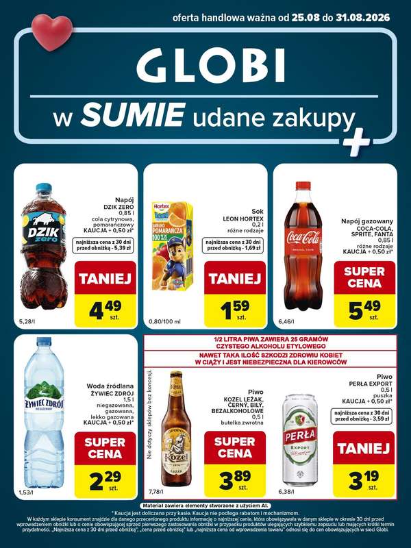 Globi - gazetka promocyjna Gazetka Globi od wtorku 25.08 do poniedziałku 31.08