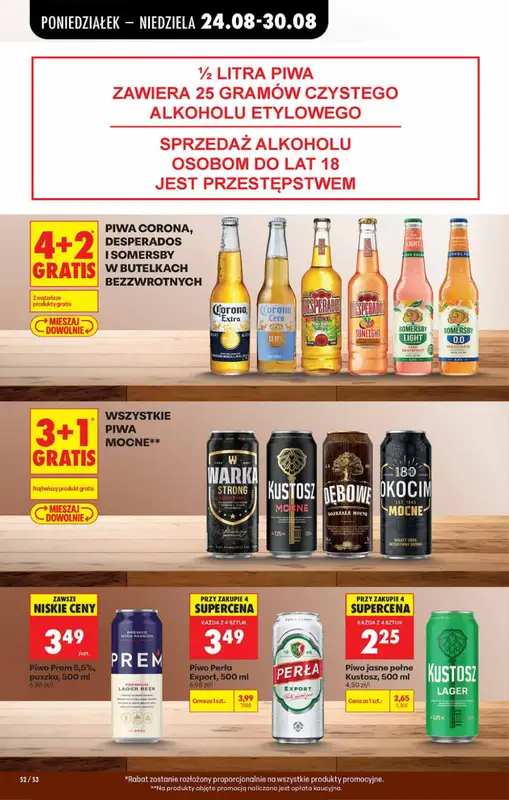 Biedronka - gazetka promocyjna Od poniedziałku, Z ladą tradycyjną od poniedziałku 24.08 do soboty 29.08 - strona 52