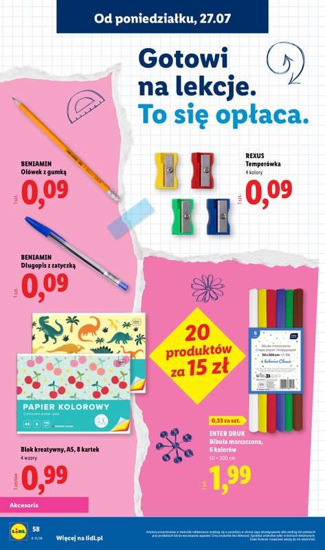 Lidl - gazetka promocyjna Kompletna Wyprawka W Megacenach od wtorku 14.07 do poniedziałku 31.08 - strona 60